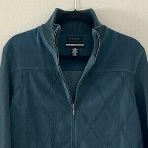 Norton McNaughton Women’s Jacket Size 10 Teal Stretch Fit Y2K Quilted Look Retro